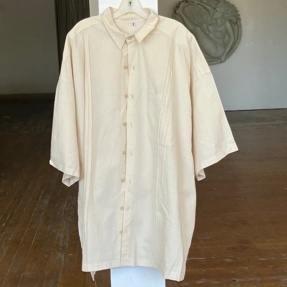 Medium weight cream, 5X button-down, short sleeve button down - Picture 1 of 13